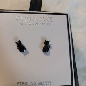 Earrings Halloween Cat BLACK CRYSTAL GOLD-TONE NWT